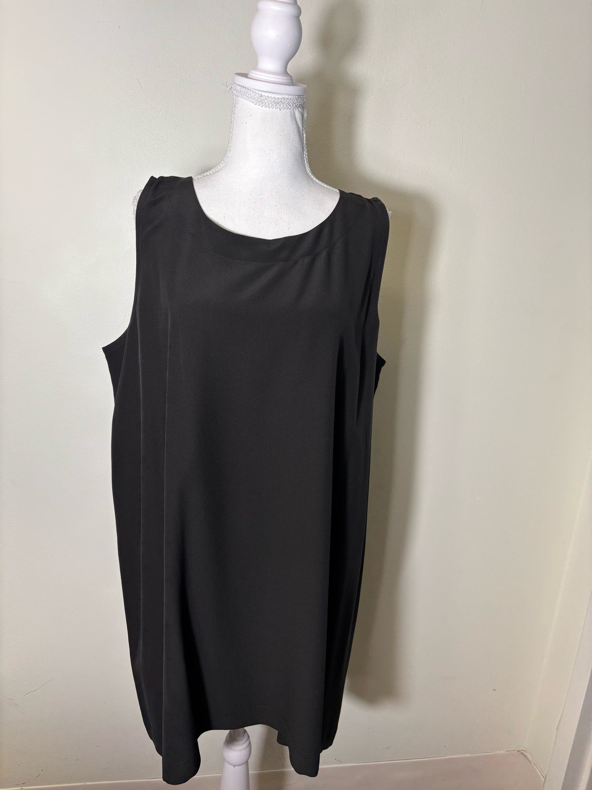 Nwt Eskandar Black Sleeveless Knee Length Silk Dress Sz 2